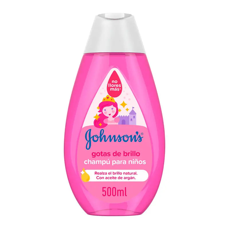 Johnson's Baby Champú Gotas de Brillo para Niños, con Aceite de Argán, Cabello Brillante, Suave y Sedoso, 500 ml