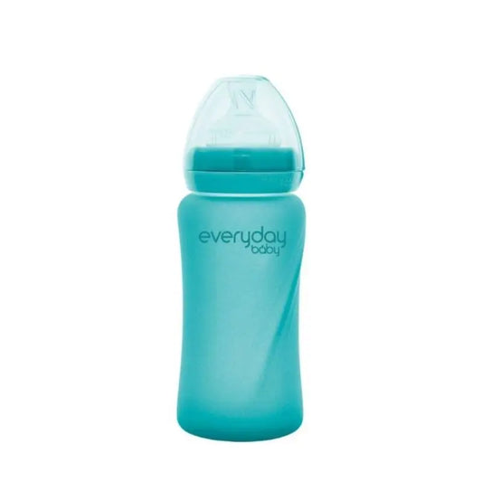 Biberão Joykids 240 ml garrafa térmica de vidro turquesa Everyday Baby