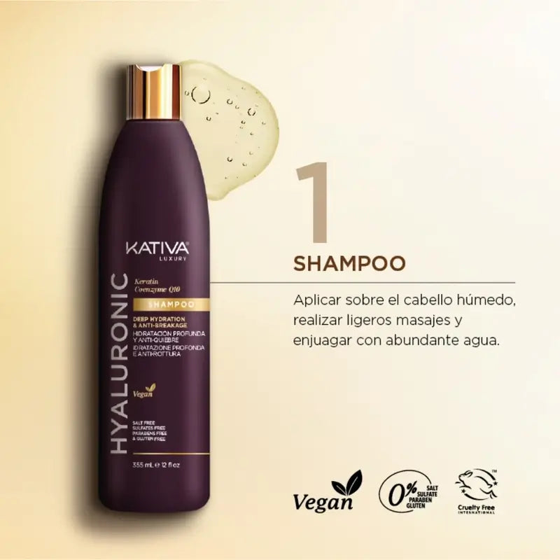 Champô Kativa Hyaluronic Keratin Q10, 355 ml