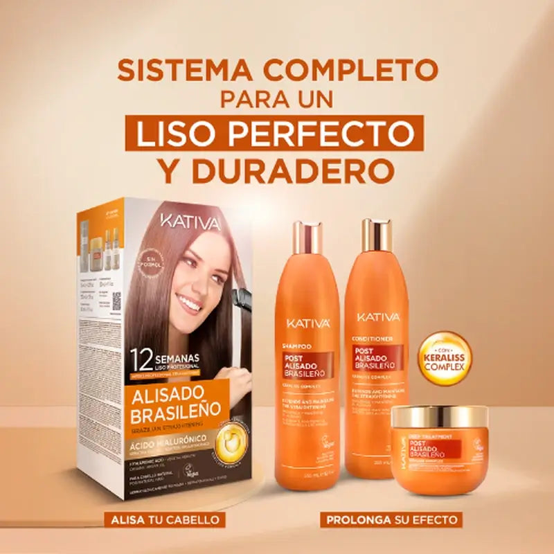 Kativa Post Brazilian Straightening Kit, 3 peças.