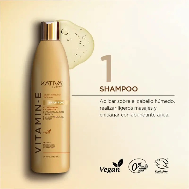 Champô Kativa Vitamina E Biotina Bambu, 355 ml