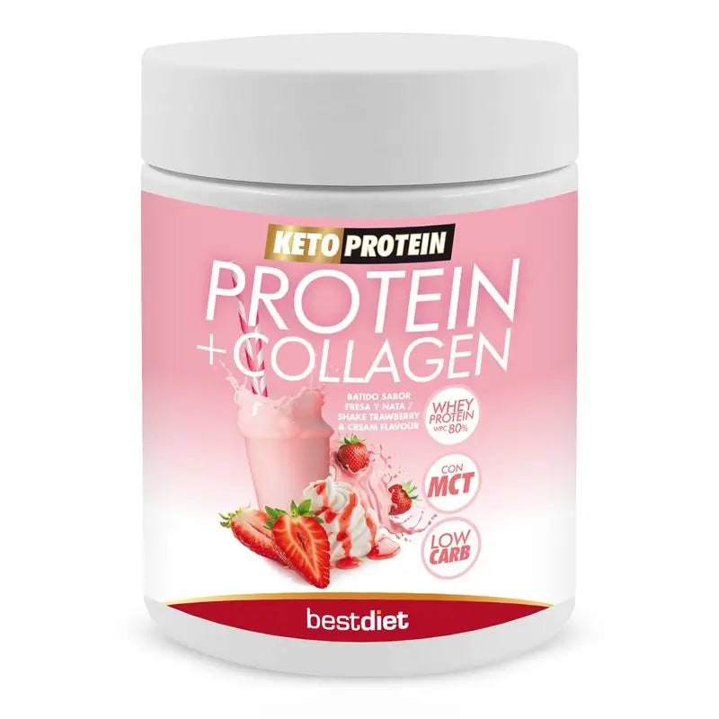 Keto Protein Proteína + Colagénio Creme de Morango Pó para batidos, 400 g