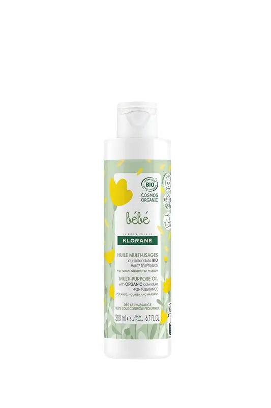 Óleo multiusos de Calêndula Orgânico Certificado Klorane - Corpo, Nádegas, Cabelo e Couro Cabeludo - Bebé , 200 ml