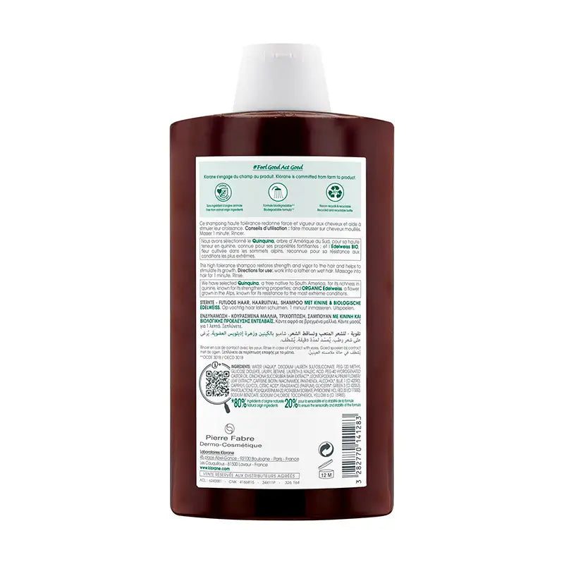 Klorane Organic Quinine & Edelweiss Shampoo, 400 ml