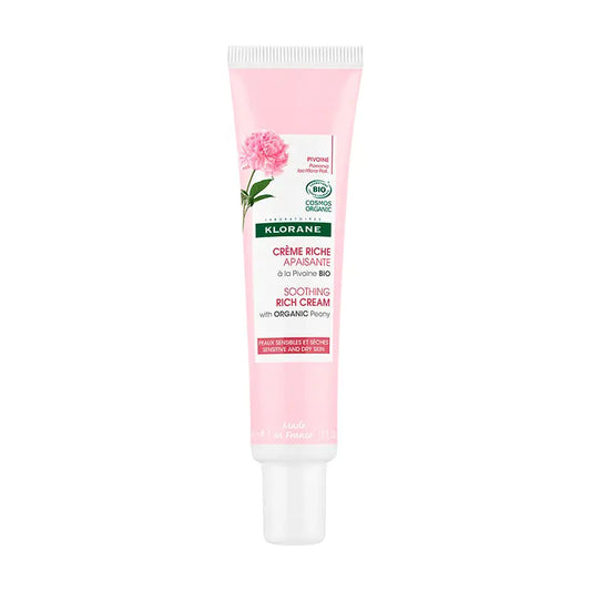 Klorane Crema calmante rica de peonía orgánica Piel sensible y seca, 40 ml