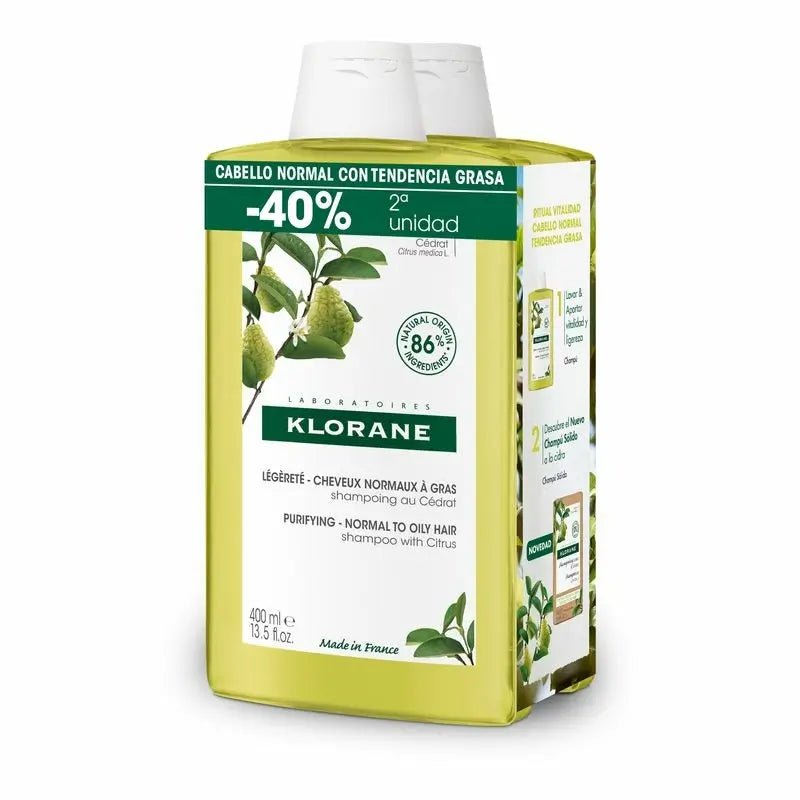 Klorane Duplo Champú Purificante, 400 Ml