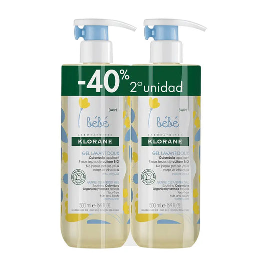 Klorane Bebé Pack Gel de Baño con Caléndula 2X500 ml