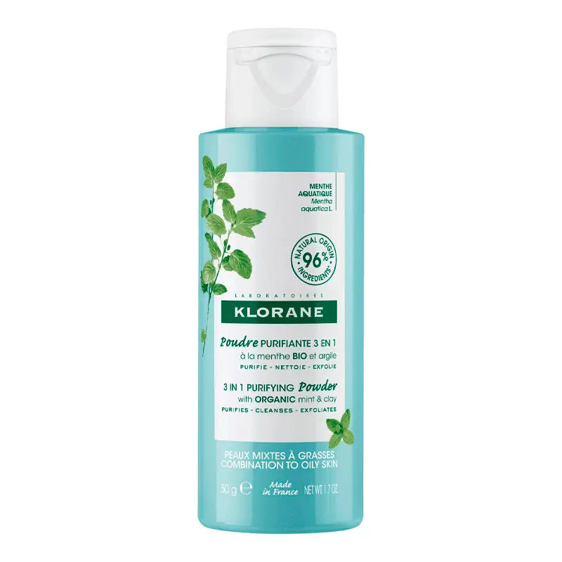 Klorane Polvo Purificante 3 En 1 a la Menta Acuática Bio 50 gr