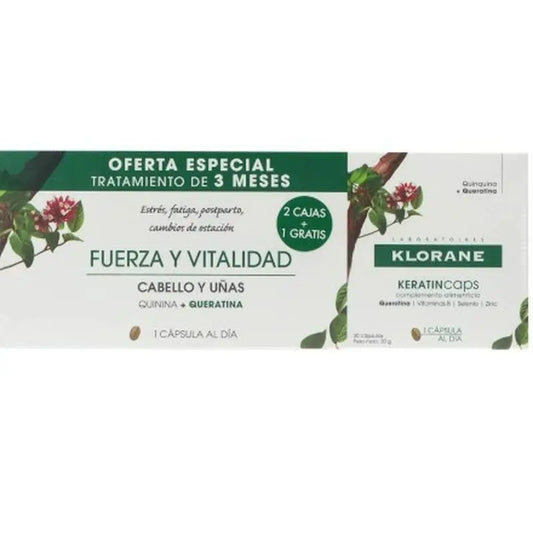 Klorane Keratincaps Anticaída Pack 3x30 cápsulas