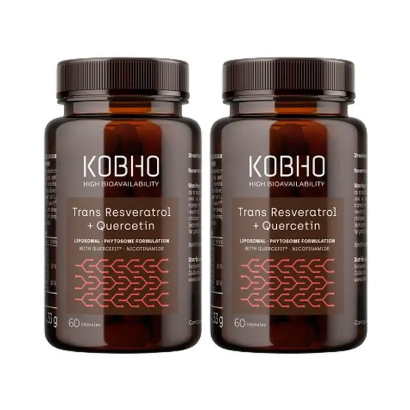 Kobho Labs Duplo Trans Resveratrol + Quercetina Suplemento, 2 x 3 x 60 cápsulas