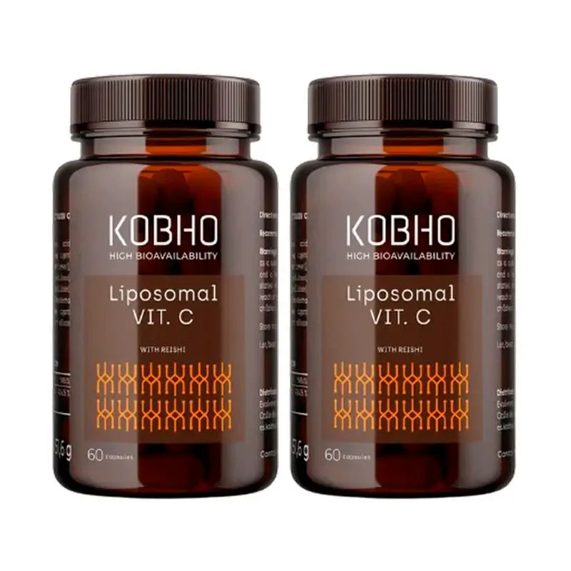 Kobho Labs Duplo Suplemento Lipossomal Vitamina C + Reishi, 2 x 3 x 60 cápsulas