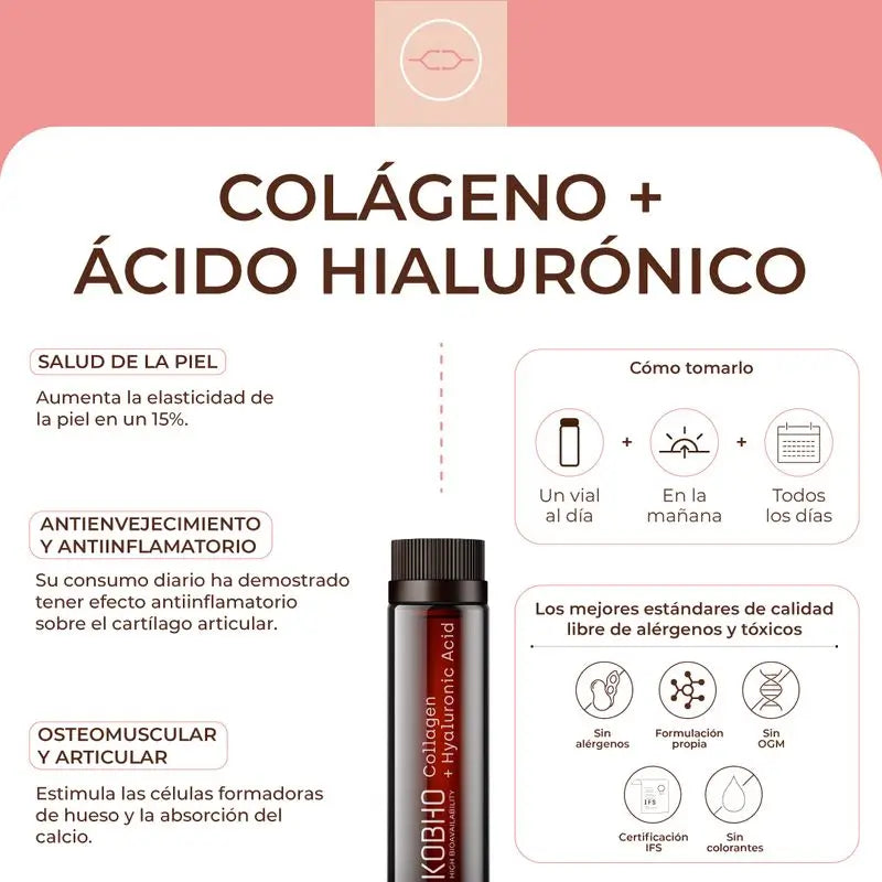 Kobho Labs Suplemento de Colagénio + Ácido Hialurónico, 20 frascos