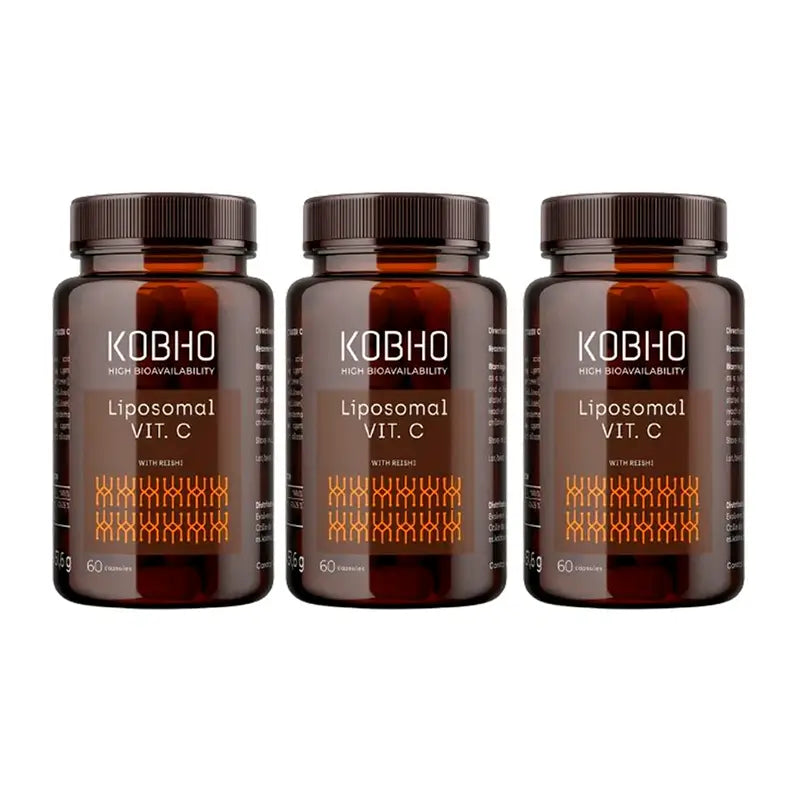 Kobho Labs Triplo Liposomal Suplemento de Vitamina C + Reishi, 3 x 60 cápsulas