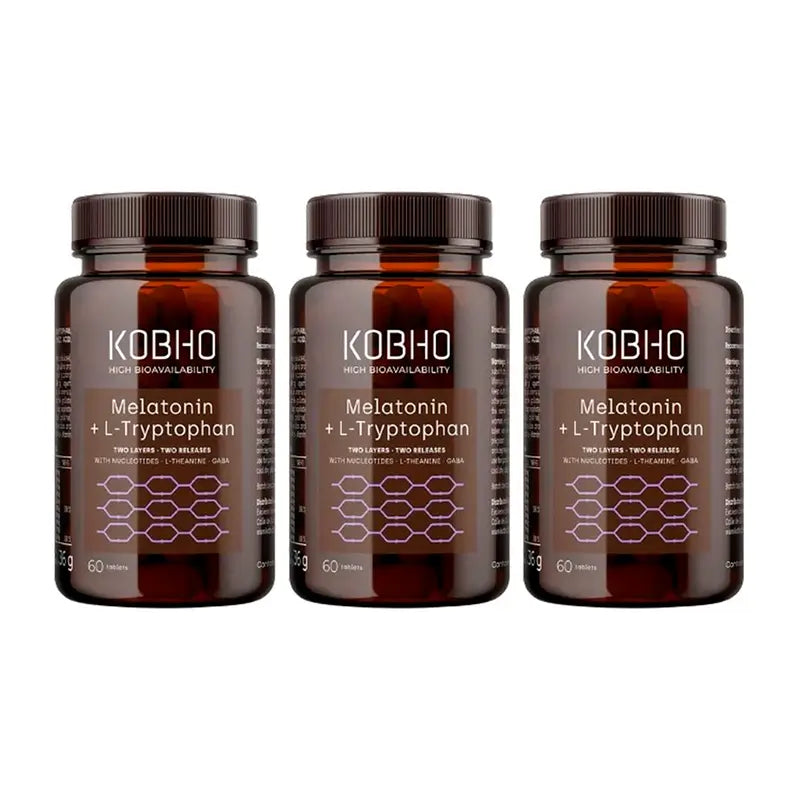 Kobho Labs TriploSupplement Melatonina + L-Triptofano, 3 x 60 cápsulas