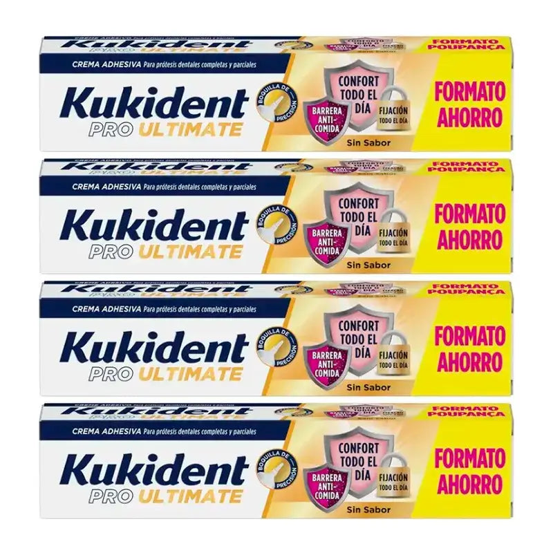 Kukident Quadruple Pro Ultimate Sem Sabor, 4 x 57 Gr