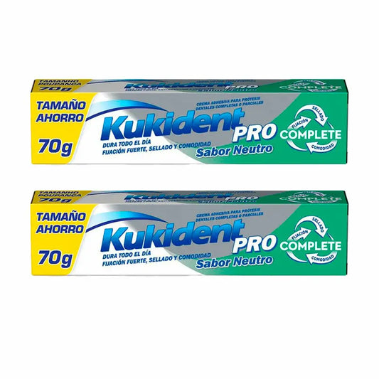 Kukident Pro Complete Crema Adhesiva Para Prótesis Dentales, Neutro 2x70 gr