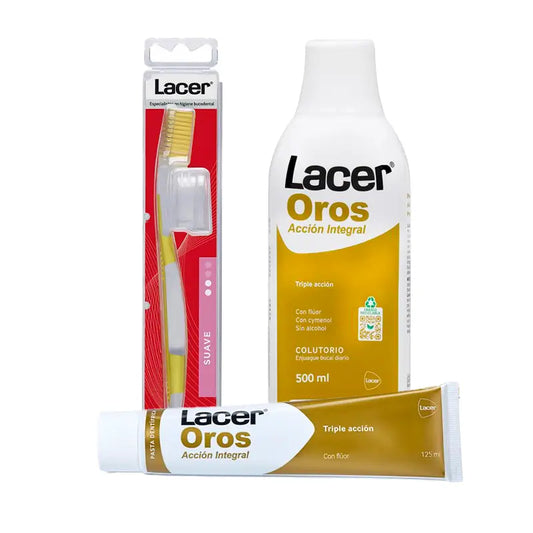 Lacer Pack Oros (elixir bucal + pasta de dentes + escova de dentes macia)