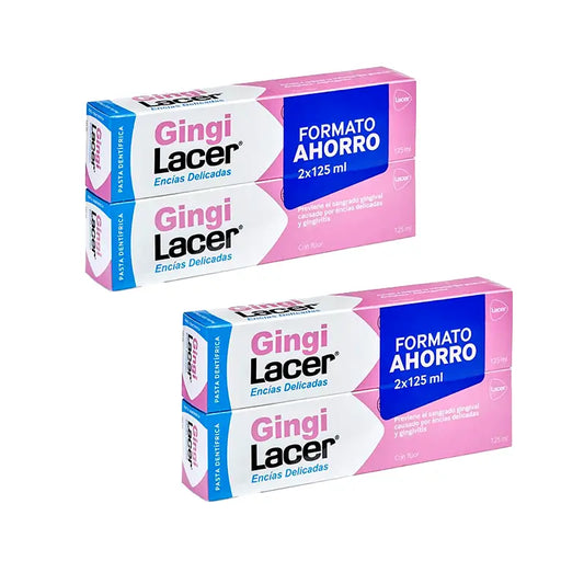 Pacote de pasta de dentes Lacer Gingilacer, 4 x 125 Ml