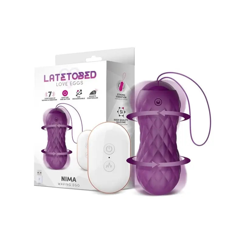 Latetobed Ovo Vibratório com Controlo Remoto Wave Motion Usb Silicone Roxo