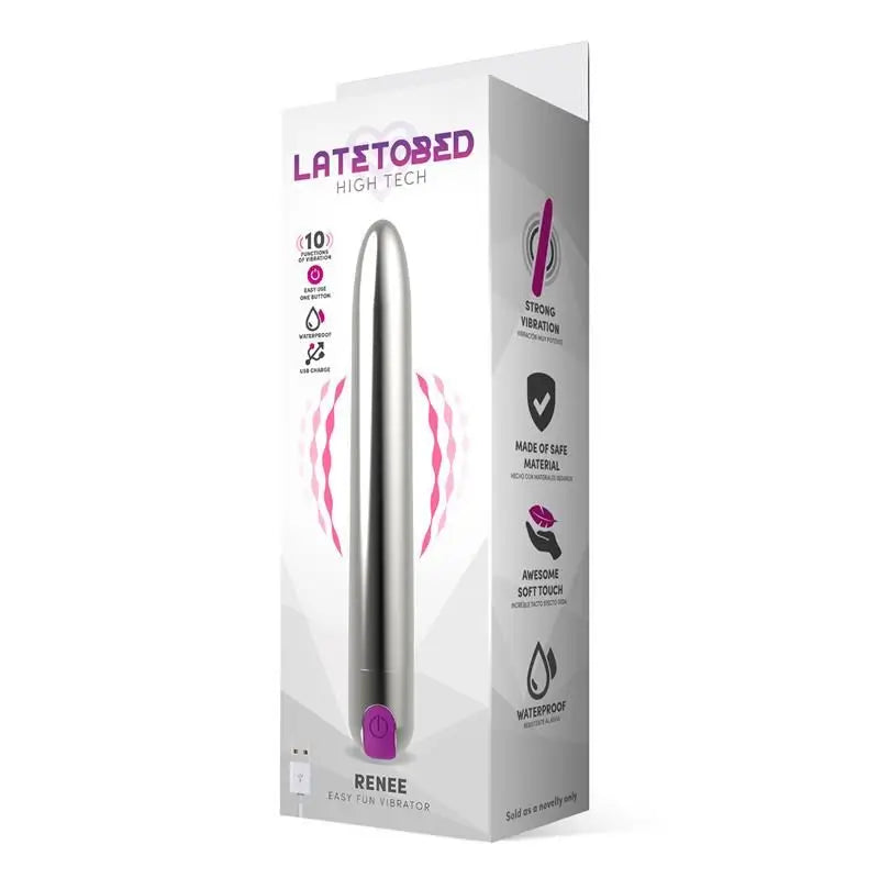 Latetobed Vibrador 10 Funciones 18,5 Cm Usb Plata