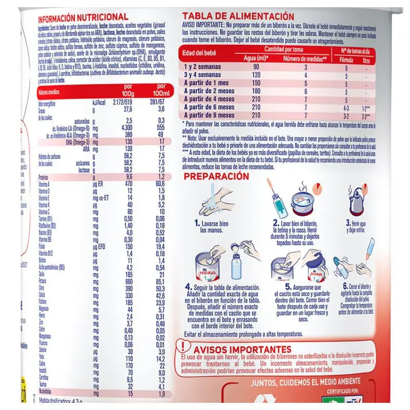 Nestlé Nidina 1 Para Bebés 800 gramas