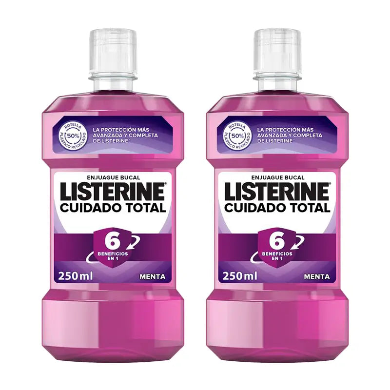 Listerine Duplo Total Care Colutório, Sabor a Menta, 2 x 250 ml