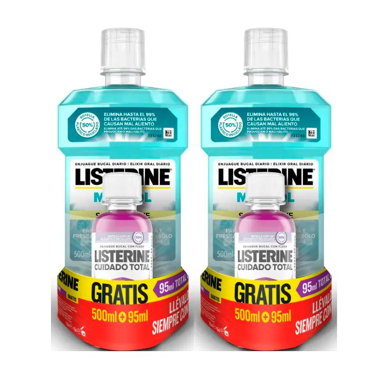 Listerine Duplo Suave Mentol, 2 x 500Ml + Ct 95Ml