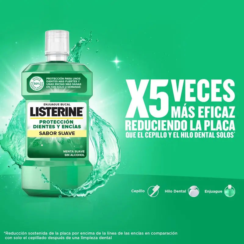 Listerine Elixir Bucal Proteção dos Dentes e Gengivas Menta Suave Sem Álcool 500 ml