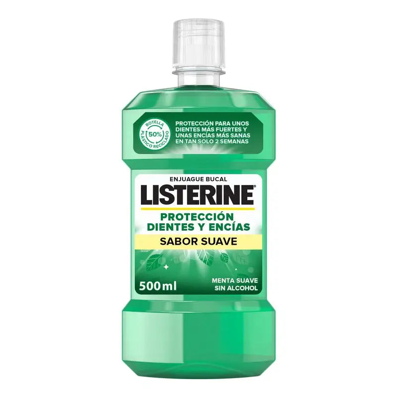 Listerine Elixir Bucal Proteção dos Dentes e Gengivas Menta Suave Sem Álcool 500 ml