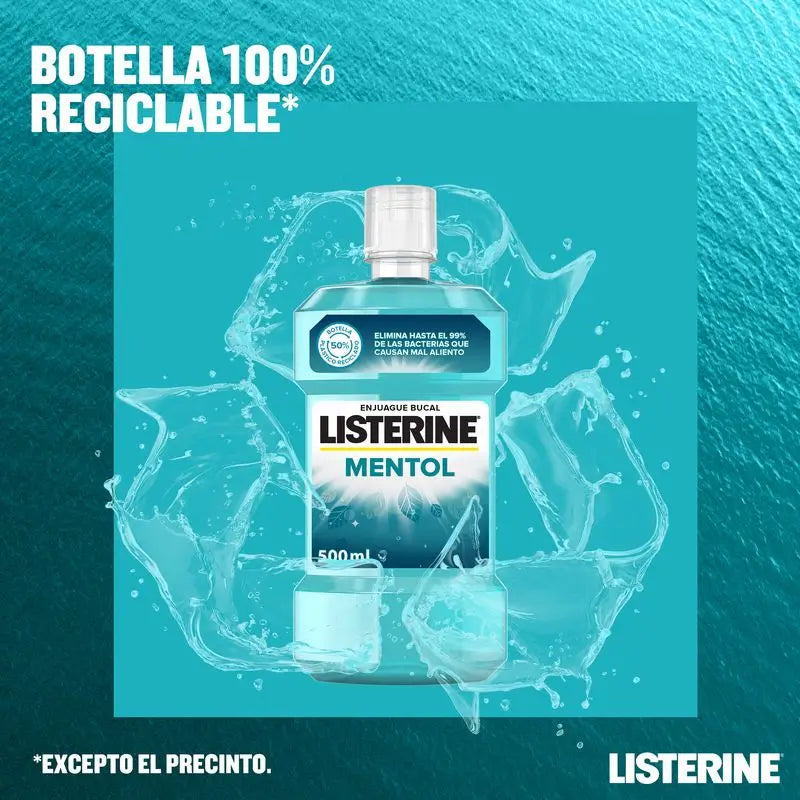 Listerine, Elixir Bucal Mentol, 500 ml + 250 ml