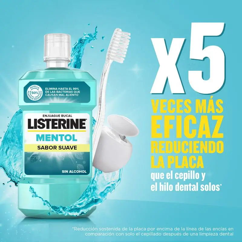 Listerine, Colutório com Mentol de Sabor Suave, 500 ml +250 ml