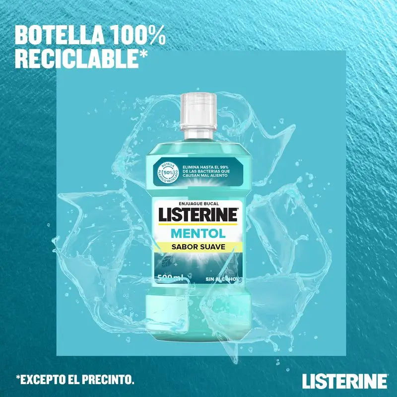 Listerine, Colutório com Mentol de Sabor Suave, 500 ml +250 ml