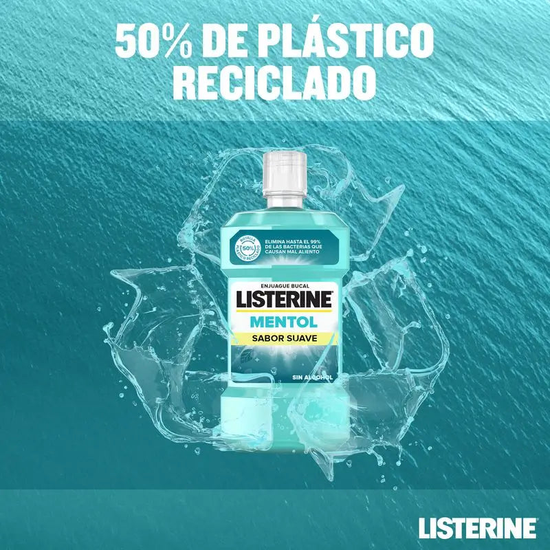 Listerine Colutório, Mentol Sabor Suave, Sem Álcool, Uso Diário, 500ml