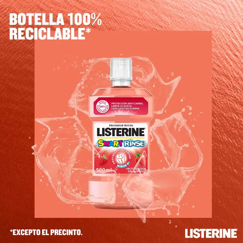 Listerine Colutório sem Álcool para Crianças, Proteção contra as Cáries, com Flúor, 500ml