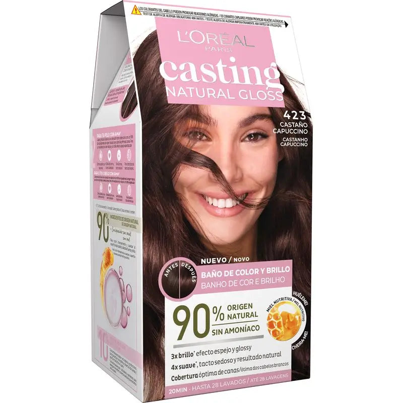 L'Oréal Paris Casting Natural Gloss Colour & Shine Gloss Shade 423 Cappuccino Brown 90% Natural Origem.