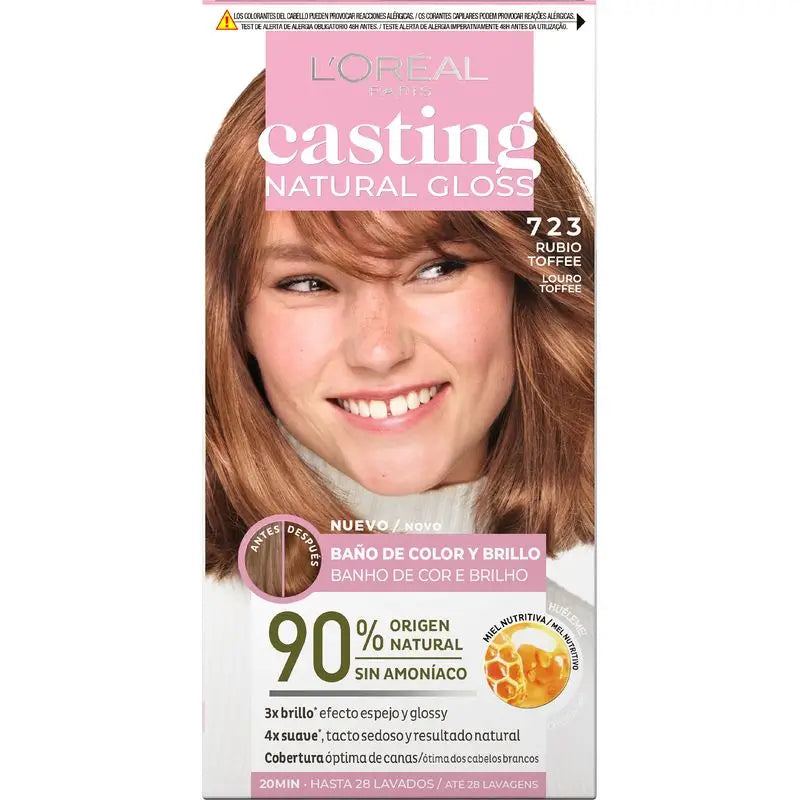 L'Oréal Paris Casting Natural Gloss Colour & Shine Bath Shade 723 Toffee Blonde 90% Natural Origem.