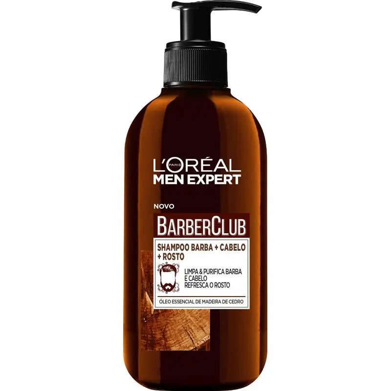 L'Oréal Paris Men Expert Barber Club Champô 3 em 1: Barba + Cabelo + Rosto 200 Ml