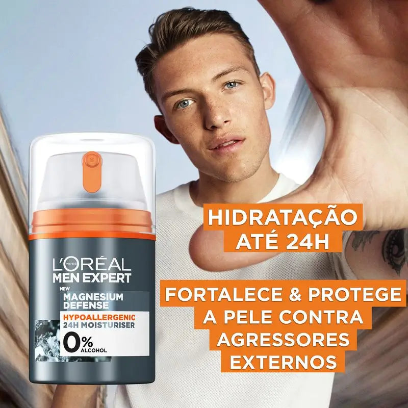 L'Oréal Paris Men Expert Creme Hidratante Hipoalergénico: Mineral de Magnésio e Ácido Hialurónico