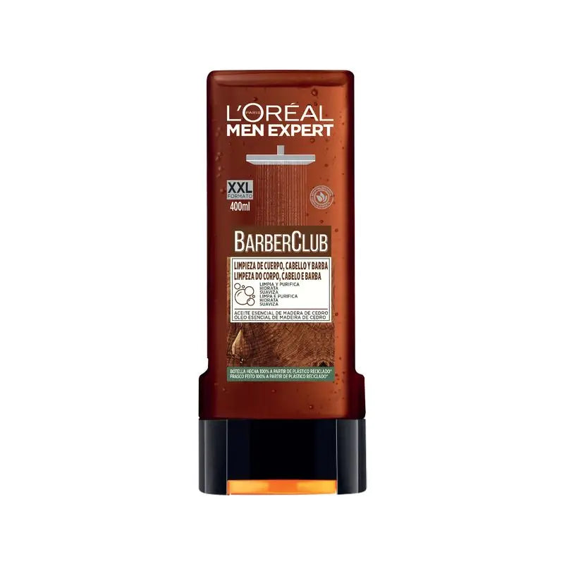 L'Oréal Paris Men Expert Barber Club Gel de Duche: Óleo de Madeira de Cedro, Limpador e Nutritivo