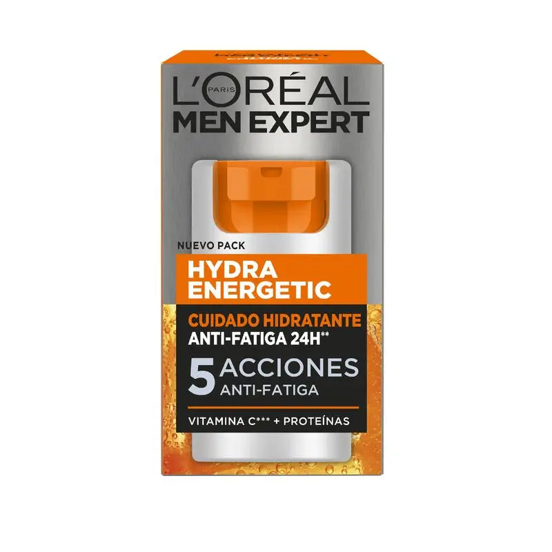 L'Oréal Paris Men Expert Hydra Energetic 24H Creme Hidratante Anti-Fadiga para Homem com Vitamina C e Proteínas - 50 Ml