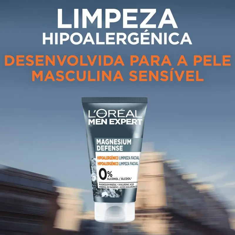 L'Oréal Paris Men Expert Facial Cleansing Magnesium Defense: Hipoalergénico, Mineral de Magnésio e Ácido Hialurónico