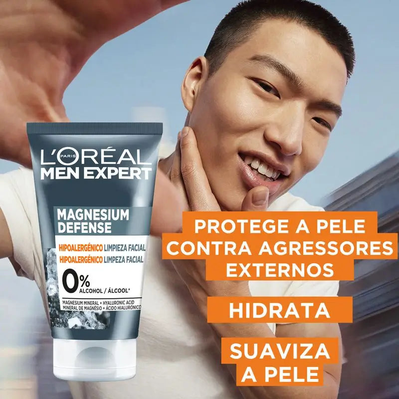 L'Oréal Paris Men Expert Facial Cleansing Magnesium Defense: Hipoalergénico, Mineral de Magnésio e Ácido Hialurónico