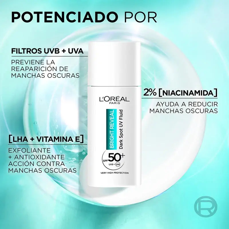 L'Oréal Paris Bright Reveal Fluido Hidratante Anti-Blemish Com Filtro Uv Spf50+ E Niacinamida