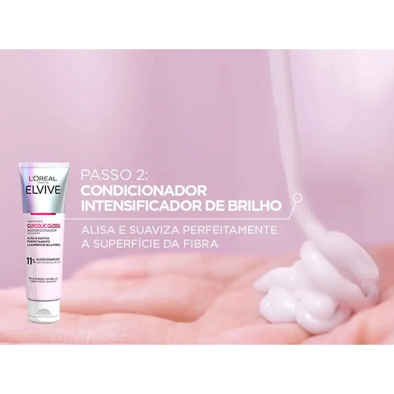 L'Oréal Paris Elvive Condicionador Brilho Glicólico Ácido Glicólico Condicionador Glicólico Cabelos Macios e Brilhantes