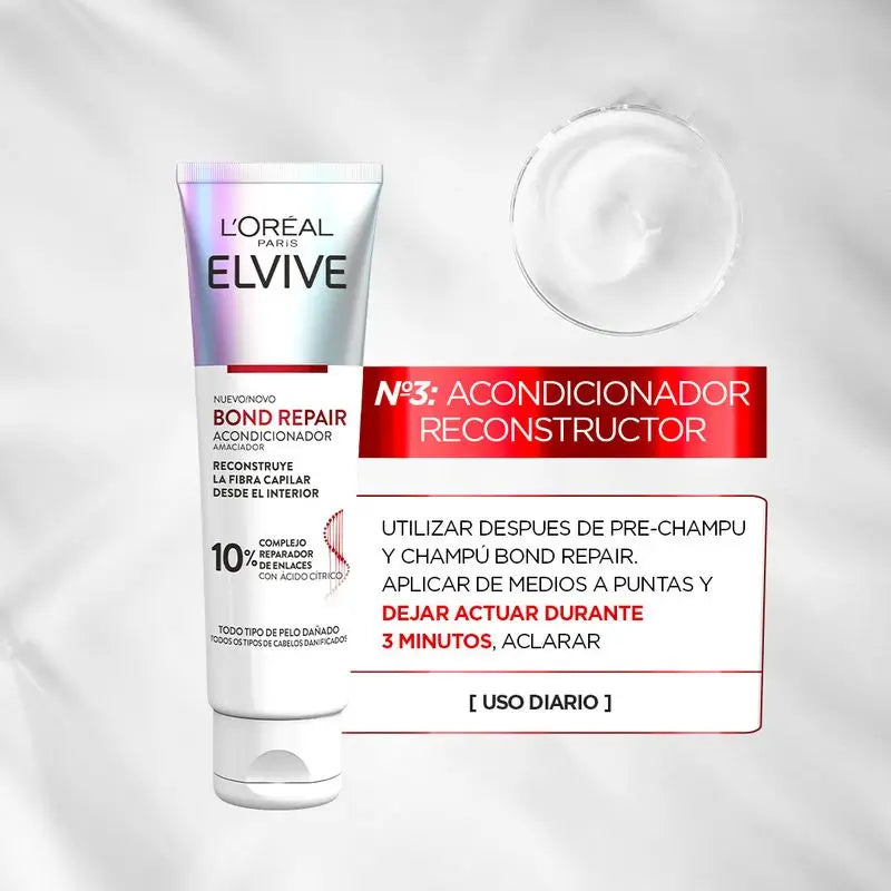 L'Oréal Paris Elvive Bond Repair Condicionador: Reconstrutor, Reconstrução Profunda, -98% Quebra