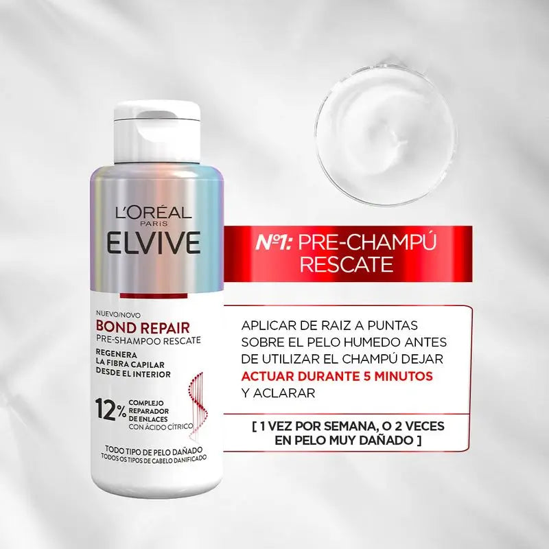 L'Oréal Paris Elvive Bond Repair Pré-Shampoo: Resgate, Reconstrução Profunda, -98% Quebra