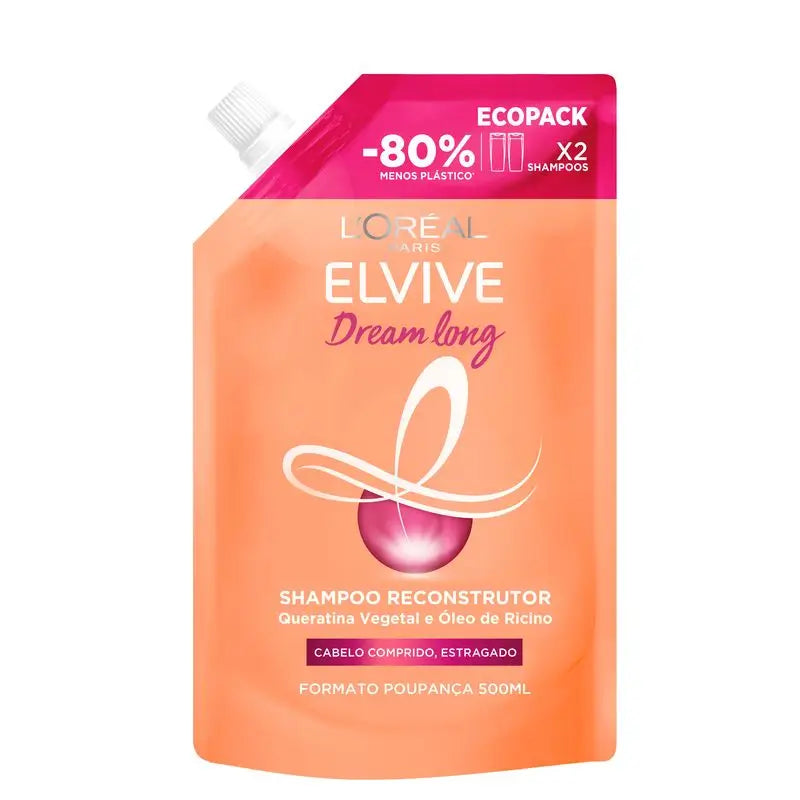 L'Oréal Paris Elvive Dream Long Champô Reconstrutor Para Cabelos Longos e Danificados Ecopack 500Ml