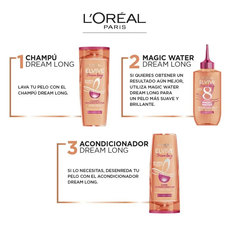 L'Oréal Paris Elvive Dream Long Magic Water: 8S Tratamento Capilar, Tecnologia Lamelar, 200Ml