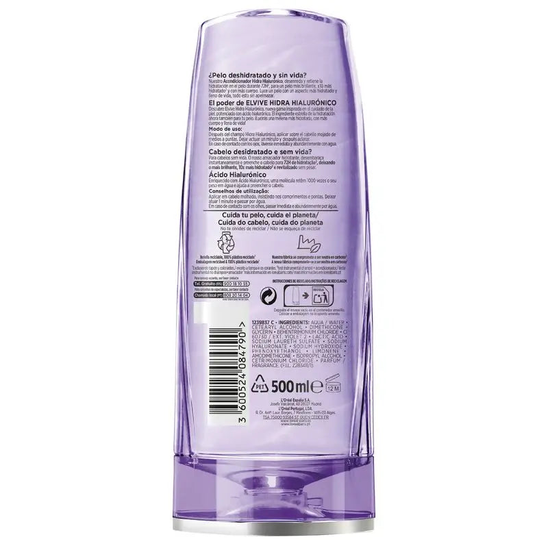 L'Oréal Paris Elvive Hydra Hyaluronic 72H Condicionador Hidratante 500Ml