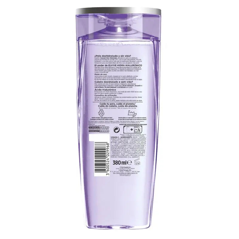 L'Oréal Paris Elvive Hydra Hyaluronic 72H Champô Hidratante 380 Ml